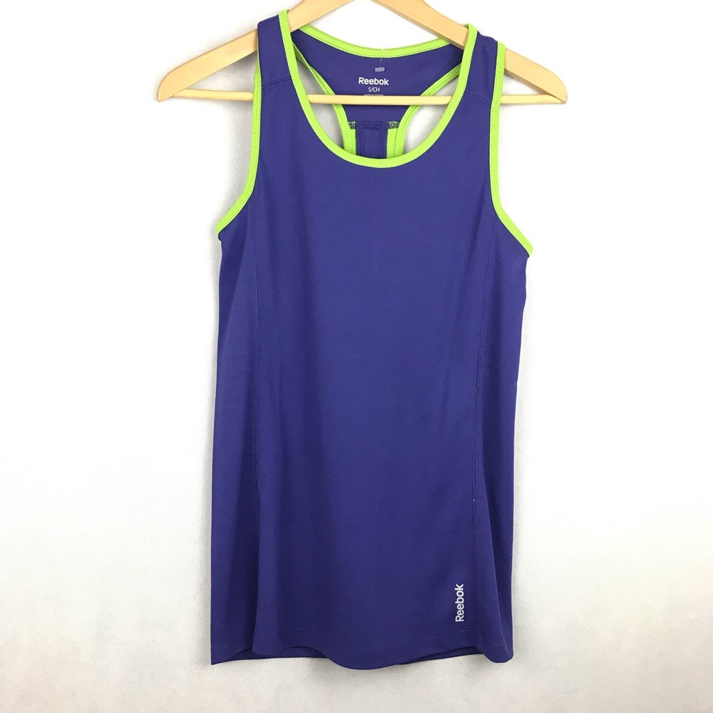 REEBOK Racerback Active Wear Tank Top Blue Green S Athleisure Sporty Gym Yoga